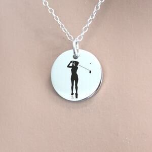 Sterling Silver Custom Girl Golfer Charm Necklace